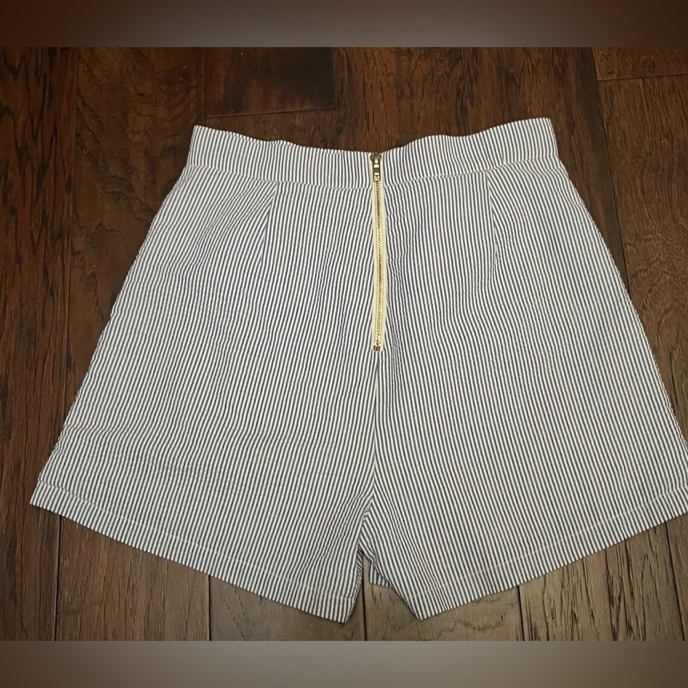 Lauren James Birdie Stripe Ruffle Seersucker Front Shorts SZ:M NWOT - Picture 7 of 11